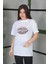 Unisex Baskılı Oversize T-Shirt - Beyaz 2