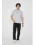 Unisex Bisiklet Yaka Slim Fit T-Shirt- Boyalı Gri 5