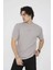 Unisex Bisiklet Yaka Slim Fit T-Shirt- Boyalı Gri 1