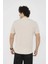 Unisex Bisiklet Yaka Slim Fit T-Shirt- Bej 5