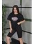 Unisex Baskılı Oversize T-Shirt - Siyah 1