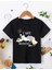 Kız Çocuk Bisiklet Yaka Baskılı T-Shirt - Siyah 1