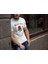Erkek Bisiklet Yaka Baskılı Oversize T-Shirt - Beyaz 1