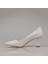 Beyaz Kadın Düz Klasik Orta Boy Topuk Ayakkabı 4
