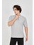 Unisex Waffle Kumaş Rahat Kol T-Shirt - Boyalı Gri 2