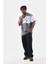 Unisex Bisiklet Yaka Baskılı Oversize T-Shirt - Gri 5