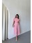 Yaka Düğme Detaylı Elbise- Pembe Pembe-S 1