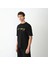 Unisex Bisiklet Yaka Baskılı Oversize T-Shirt - Siyah 2