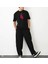 Unisex Bisiklet Yaka Baskılı Oversize T-Shirt - Siyah 1
