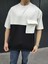 Unisex Torba Cep Detaylı Parçalı T-Shirt - Siyah 1