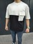 Unisex Torba Cep Detaylı Parçalı T-Shirt - Siyah 2