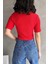 V Yaka Önü Bağlamalı Gofre Crop Bluz 2