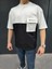 Unisex Torba Cep Detaylı Parçalı T-Shirt - Siyah 1