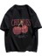 Red Cherries Baskılı Oversize Kadın/erkek Unisex Tshirt 1