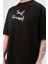 Unisex Bisiklet Yaka Baskılı Oversize T-Shirt - Siyah 2