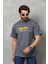 Unisex Basic Bisiklet Yaka Oversize T-Shirt - Füme 1