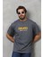 Unisex Basic Bisiklet Yaka Oversize T-Shirt - Füme 5