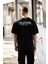 Unisex Bisiklet Yaka Baskılı Oversize T-Shirt - Siyah 2