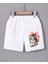 Kadın Beli Lastikli Baskılı Mini Şort - Beyaz 1