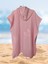 4 Kat Organik Müslin Kapşonlu Kadın Panço Bornoz Deniz Plaj Havuz Havlu Pembe Tek Beden 2