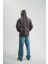 Double Oversize Kapşonlu Şimşek Pano Baskılı Sweatshirt - Füme 4