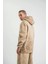 Unisex Double Oversize Kapşonlu Yıkamalı Sweatshirt - Bej 2