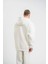 Unisex Double Oversize Kapşonlu Basic Sweatshirt - Beyaz 3
