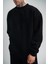 Uzun Kol Bisiklet Yaka Basic Sweatshirt - Siyah 1