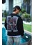 Uzun Kol Bisiklet Yaka Ön ve Arka Baskılı Sweatshirt - Siyah 3
