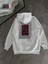 Uzun Kol Kapüşonlu Ön ve Arka Baskılı Sweatshirt - Beyaz 3