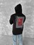 Uzun Kol Kapüşonlu Ön ve Arka Baskılı Sweatshirt - Siyah 2