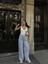 Kadın Arkadan Yırtmaçlı Jeans Kot Palazzo Pantolon - Mavi 2