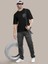 Erkek Baskılı Oversize T-Shirt - Siyah 4