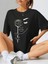 Kadın Baskılı Oversize T-Shirt - Siyah 1
