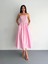 Straplez Pileli Elbise - Pembe 2