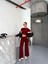 Osy Modal Yumuşak Dokulu Kumaş Kısa Kollu Crop Alt Ispanyol Paça Pantalon Ikili Takım - Bordo 2