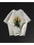 Ön ve Arka Baskılı Oversize Bisiklet Yaka T-Shirt- Beyaz 1