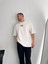 Baskılı Oversize Bisiklet Yaka T-Shirt - Beyaz 4