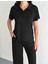 Osy Modal Yumuşak Dokulu Kumaş Kısa Kollu Yakalı T-Shirt Pantalon Ikili Takım- Siyah 1