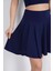 Sendy Kumaş Bisiklet Yaka Crop Şortlu Etek Ikili Takım - Lacivert 4