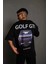 Erkek Sırt Golf Baskılı Oversize T-Shirt - Siyah 1