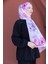 Romantik Pembe Çiçek Desenli Pamuklu Şal 4