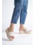 Adara Yüksek/kalın Ortopedik Taban Dolgu Topuklu Kadın Günlük Terlik Kt Krem 4