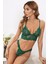 Kadın Yeşil Çapraz Sırt Detaylı Şık Bralet Takım 3