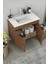 Fix Loft 65 Cm Banyo Dolabı,Seramik Lavabolu, Aynalı,Lavabo Dahil,Mdf,Aybe Kahve 5