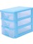 Mini Yarı Saydam Çekmece Tipi Plastik Saklama Kutusu (Mavi 3 Katlı) (Yurt Dışından) 3