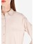 Regular Fit Shirt Neck Düz Kadın Bej Uzun Kol Gömlek 5