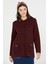 Bebe Yaka Nakışlı Kadın Triko Ceket - Bordo 1