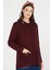 Bebe Yaka Nakışlı Kadın Triko Ceket - Bordo 3