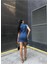 Kadın Mavi Renk Önü Düğmeli Rahat Kesim Denim Elbise Kot Elbise Denim Dress 3